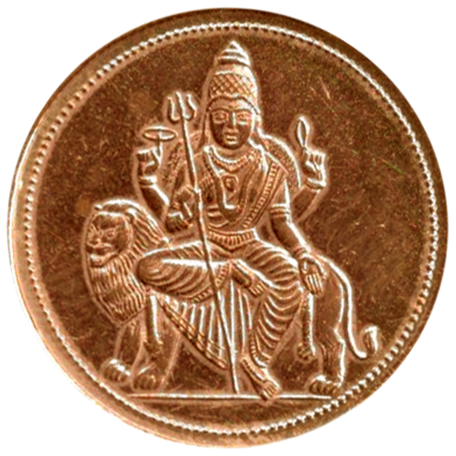 Goddess Ambaji Mata Copper Coin – A3124-01 - SriVanaja Puja Store