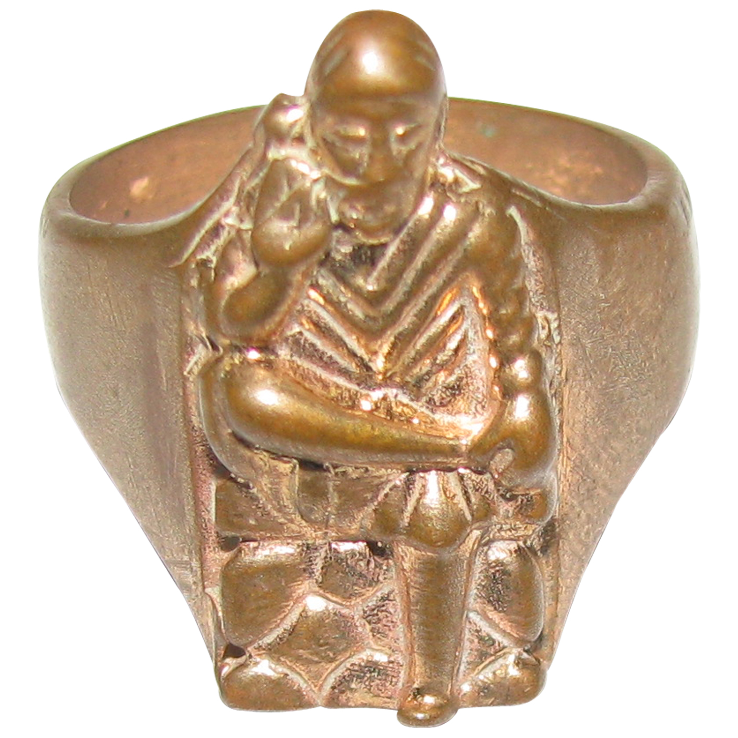 A4399 Panchalogam Shirdi Sai Baba Blessing Ring Panchaloha Sai Baba Sitting On Stone Ring