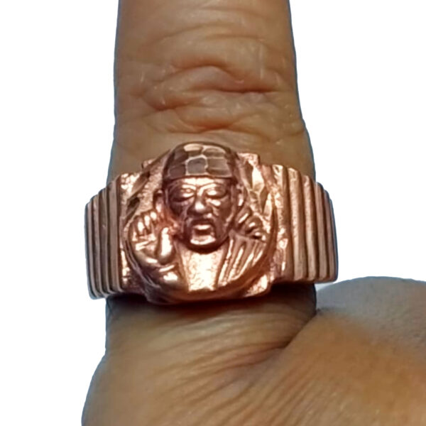 22Kt Gold Sai Baba Ring - RiMs8446 - 22kt Yellow Gold Ring designed  beautifully with Sai Baba Idol in combination with matt and high shin